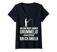 Femme Ich Bin Nicht Immer grummelig manchmal Bin ich Angeln T-Shirt avec Col en V