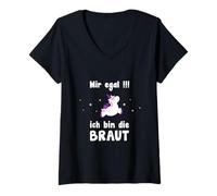Femme « Ich Egal ich Bin Die Braut Junggesellinnenabschied » T-Shirt avec Col en V