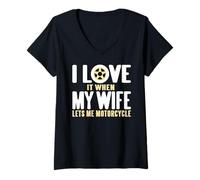 Femme Ich Liebe ES Wenn Meine Frau Mich Motorradfahren Lässt T-Shirt avec Col en V