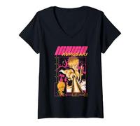 Femme Ichigo Kurosaki Neon Outline Collage Anime T-Shirt avec Col en V
