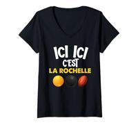 Femme Ici Ici C'est La Rochelle Supporter Rugby Rochelais Homme T-Shirt avec Col en V