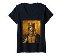 Femme Icône catholique du Roi Baudouin IV de Jérusalem T-Shirt avec Col en V