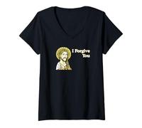 Femme Icône chrétienne avec citation « I Forgive You Kind » T-Shirt avec Col en V