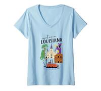 Femme Icône de la Nouvelle-Orléans Let The Good Times Roll T-Shirt avec Col en V