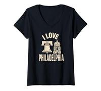 Femme Icône I Love Philadelphia Liberty Bell T-Shirt avec Col en V