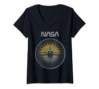 Femme Icône NASA Rocket in Circle T-Shirt avec Col en V