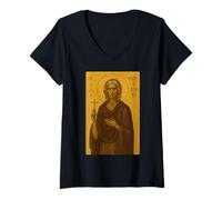 Femme Icône orthodoxe Byzantine de Sainte Marie d'Egypte T-Shirt avec Col en V