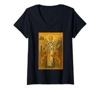 Femme Icône orthodoxe de Saint Ignace d'Antioche T-Shirt avec Col en V