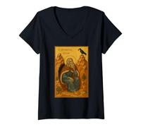 Femme Icône orthodoxe du prophète Élie T-Shirt avec Col en V