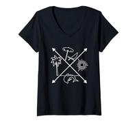 Femme Icônes de Plage T-Shirt avec Col en V
