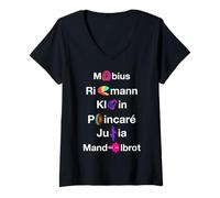 Femme Icônes mathématiques Mobius Riemann Klein Poincare Julia Mandelbrot T-Shirt avec Col en V