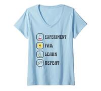 Femme Icônes scientifiques - Symboles de physique, de chimie et d'expérimentation T-Shirt avec Col en V