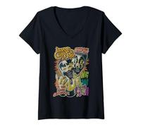 Femme ICP Dark Carnival Colorful Collage Distressed Hip Hop T-Shirt avec Col en V