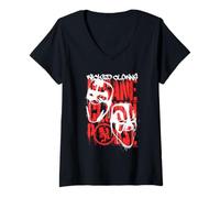 Femme ICP Spray Painted Wicked Clowns Graffiti Hip Hop T-Shirt avec Col en V
