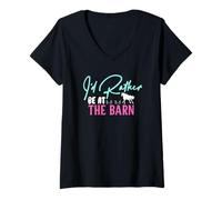 Femme I'd Rather Be At The Barn T-Shirt avec Col en V