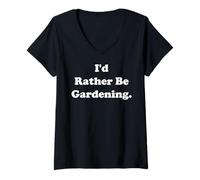 Femme I'd Rather Be Gardening Plant Lover T-Shirt avec Col en V