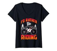 Femme I'd Rather Be Riding Funny Cycling Bicycle T-Shirt avec Col en V
