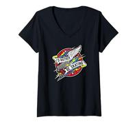 Femme I'd Rather Be Skating Roller Skate Wings Retro Distressed T-Shirt avec Col en V