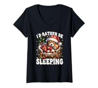 Femme Id Rather Be Sleeping Dog for Women Men and Beagle Owners T-Shirt avec Col en V