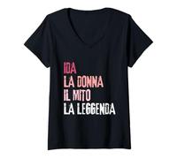 Femme Ida La Donna Il Mito La Leggenda Festa di Compleanno T-Shirt avec Col en V