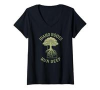 Femme Idaho Roots Run Deep Design pour mamans, filles, grand-mères T-Shirt avec Col en V