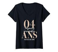 Femme Idée Cadeau 4 Ans de Mariage - Noces de Cire T-Shirt avec Col en V