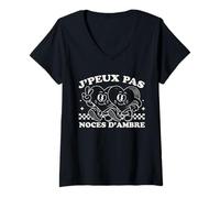 Femme Idée Cadeau Couple 34 Ans de Mariage - Noces d’Ambre T-Shirt avec Col en V