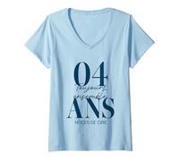 Femme Idée Cadeau Couple 4 Ans de Mariage - Noces de Cire T-Shirt avec Col en V