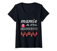 Femme Idée Cadeau fête grand mère personnalisé Mamie trop chouette T-Shirt avec Col en V
