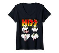 Femme Idée Cadeau Hoist Funny Snake Lover Rock and Roll Band T-Shirt avec Col en V