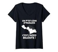 Femme idée Cadeau Spéciale Ch'tis - Humour et Fierté du Nord T-Shirt avec Col en V