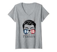 Femme Idée Cadeau Supporter Paris Foot Parisien Humour T-Shirt avec Col en V