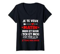 Femme idée Couple toi et Moi C'est pour la Vie Je t'aime Mon Amour T-Shirt avec Col en V