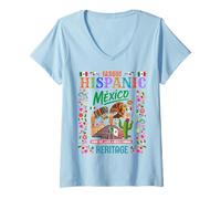 Femme Idée de Tenue sur Le thème de la Culture Mexicaine pour Enfants et Drapeau Mexicain T-Shirt avec Col en V