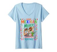Femme Idée de Tenue sur Le thème de la Culture Mexicaine pour Enfants et Drapeau Mexicain T-Shirt avec Col en V