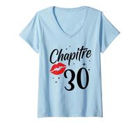 Femme Idée Drole Humour 30 Ans Joyeux Anniversaire 30 Ans T-Shirt avec Col en V