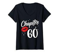 Femme Idée Drole Humour chapitre 60 Ans Joyeux Anniversaire 60 Ans T-Shirt avec Col en V