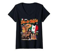 Femme Idée pour Femme Rois Day Mexico Rosca De Reyes T-Shirt avec Col en V
