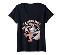 Femme If A Clown Farts Does It Smell Funny Blagues de Cirque - T-Shirt avec Col en V