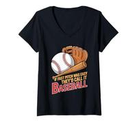 Femme If Fast Pitch Was Easy They'd Call It Baseball - T-Shirt avec Col en V