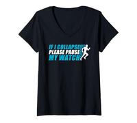 Femme If i Collapse Tapis de Course Amusant T-Shirt avec Col en V