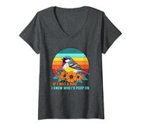 Femme If I Was A Bird I Know Who I'd Poop on T-Shirt avec Col en V
