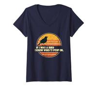 Femme If I Was A Bird I Know Who I'd Poop on T-Shirt avec Col en V