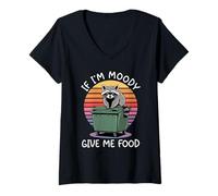 Femme If I'm Moody Give Me Foody T-Shirt avec Col en V