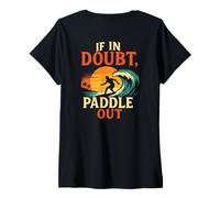 Femme If in Doubt Paddle Out Maillot de Surf rétro Motif Coucher de Soleil T-Shirt avec Col en V