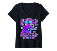 Femme If It Impves Running Play Next Episode Binge Watcher T-Shirt avec Col en V
