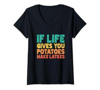 Femme If Life Gives You Potatoes Make Latkes T-Shirt avec Col en V