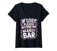 Femme If Lost Please Return Me to The Nearest Bar - T-Shirt avec Col en V