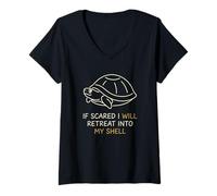 Femme If Scared Will Retreat in My Shell Introvert T-Shirt avec Col en V
