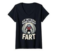 Femme If They Talk Behind Your Back Fart Alpha Wolf Humour Adulte T-Shirt avec Col en V
